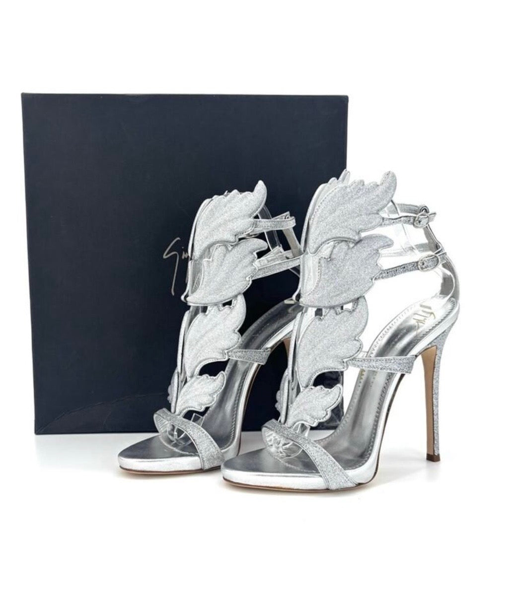 Giuseppe Zanotti Silver Glitter Heels
