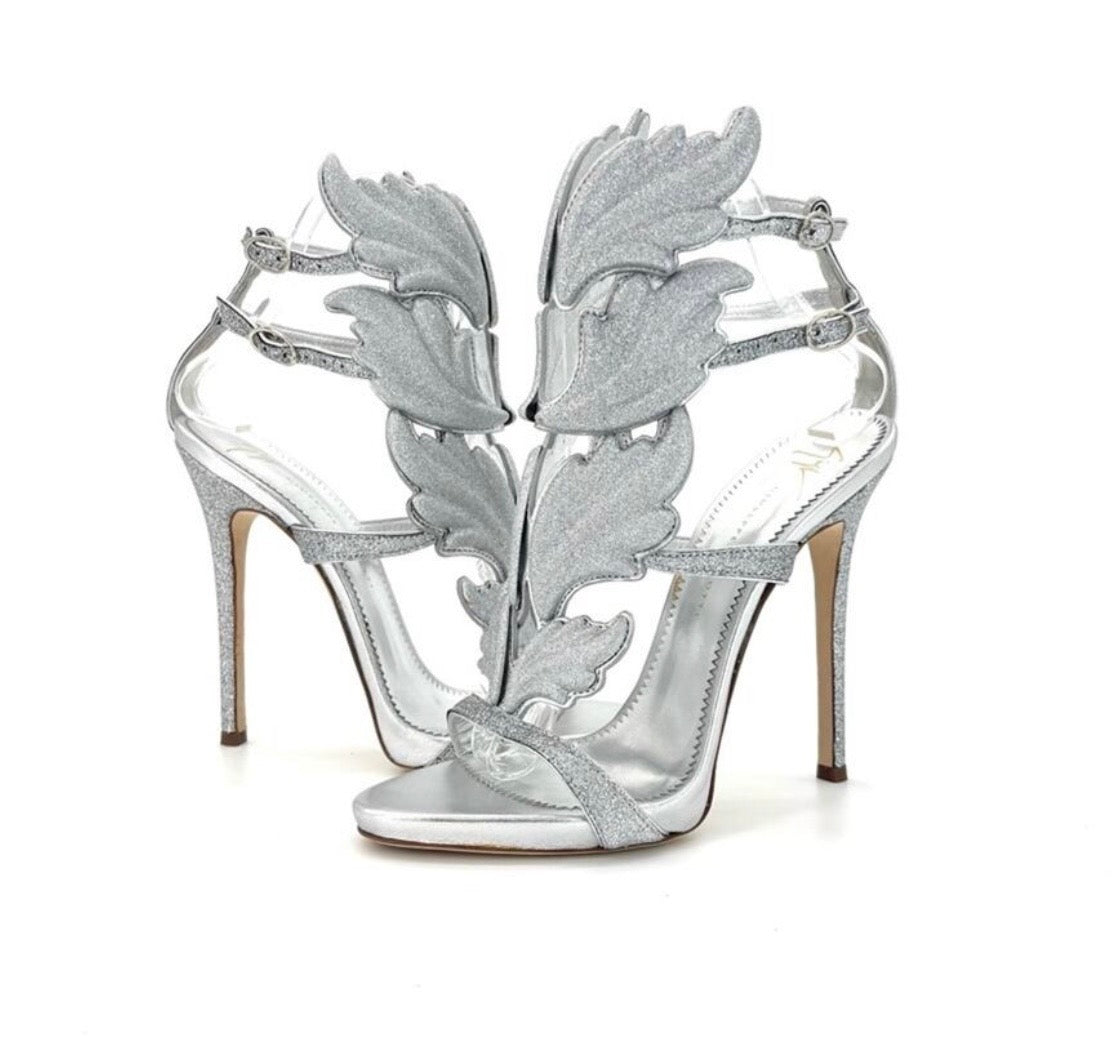 Giuseppe Zanotti Silver Glitter Heels