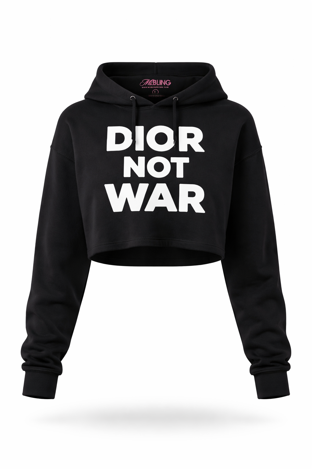 “DIOR NOT WAR" Cropped Hoodie