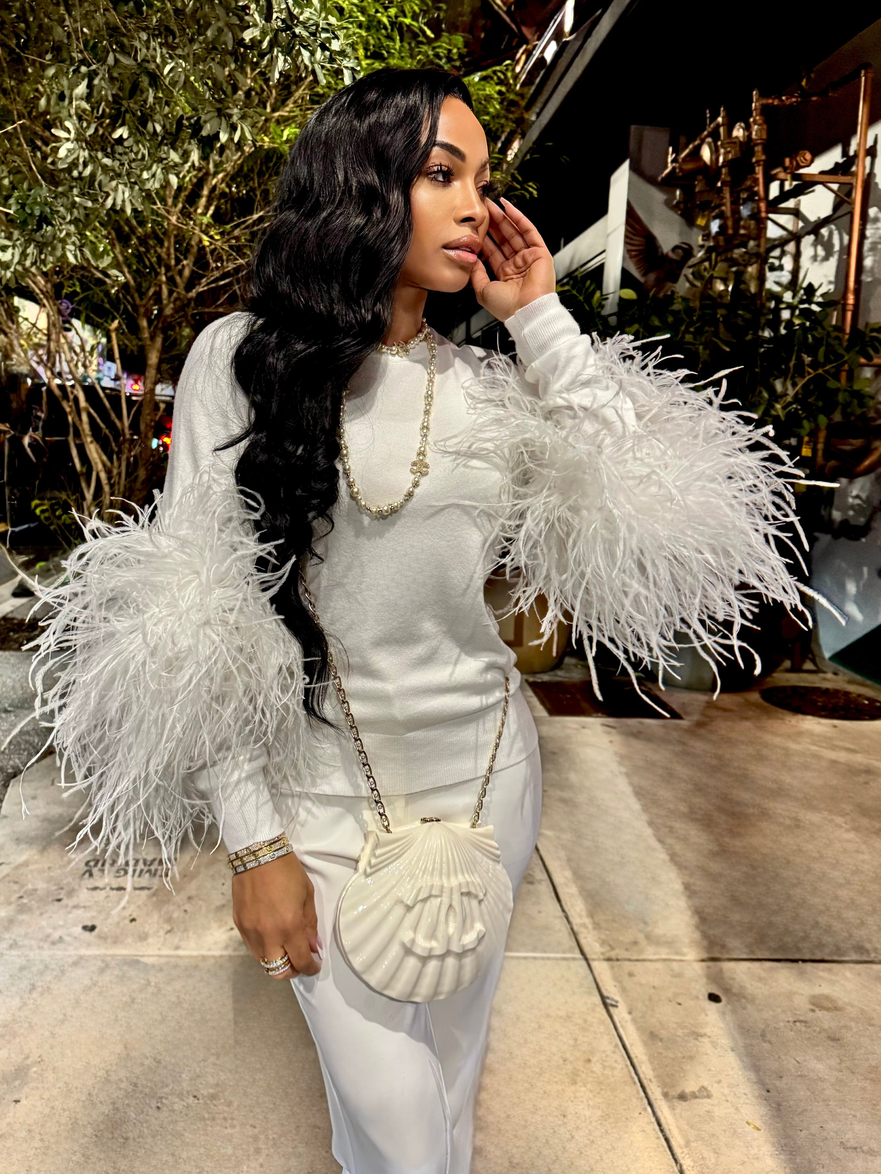 "Opulence" Ostrich Feather Pullover