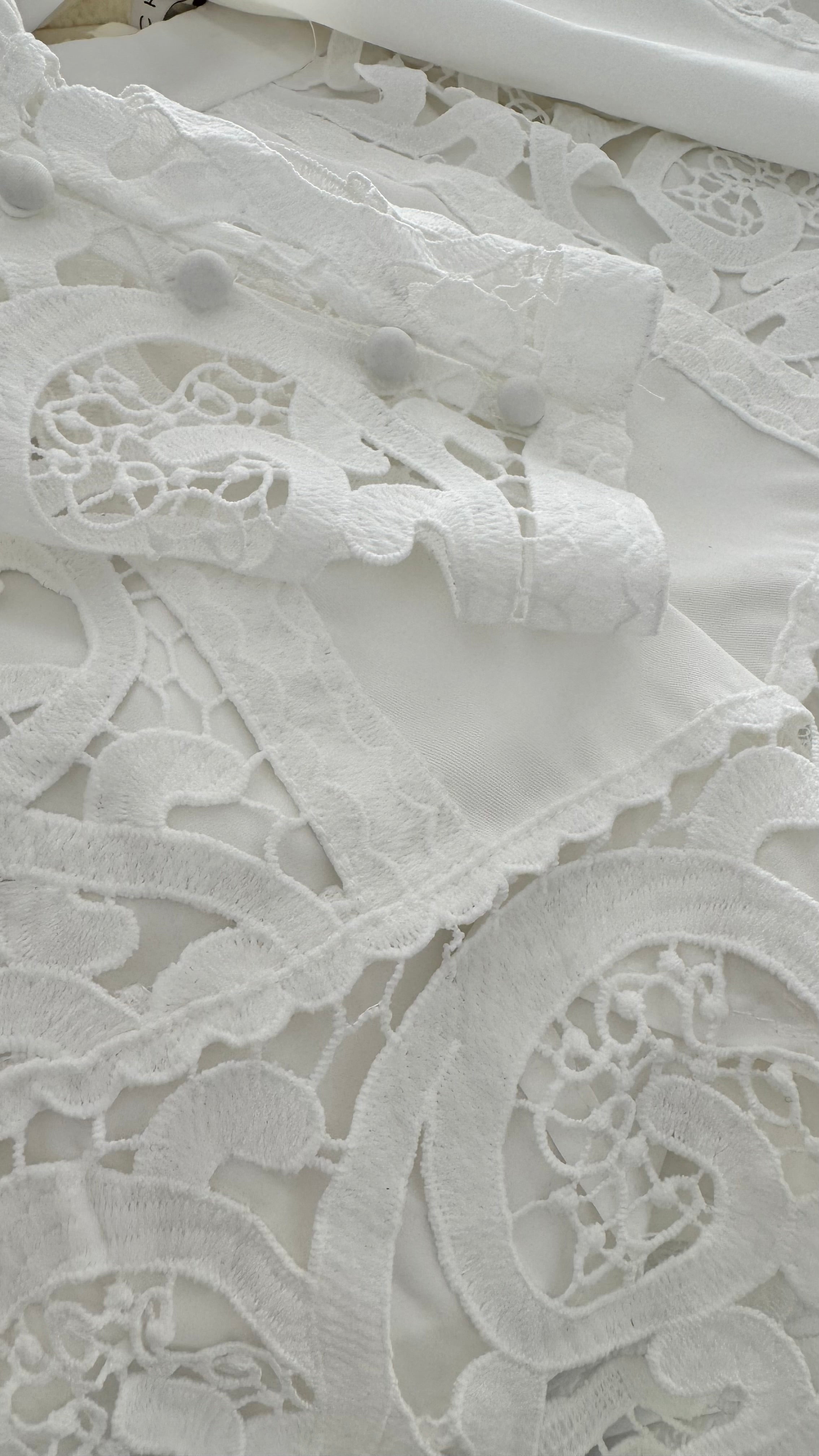 “All White Affair” Embroidered Short Set