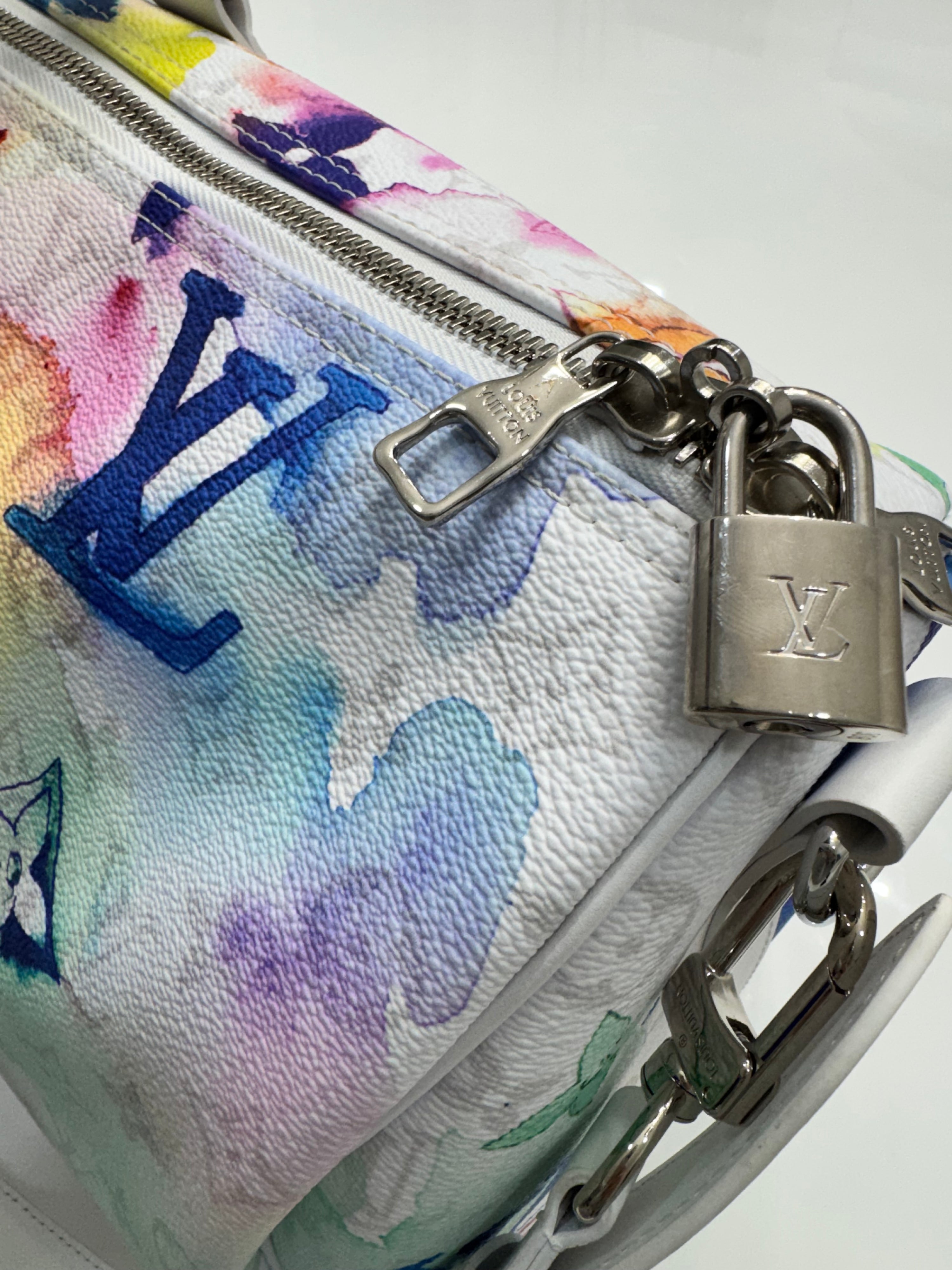 LV Virgil Abloh Watercolor Trolly and Keepall Set