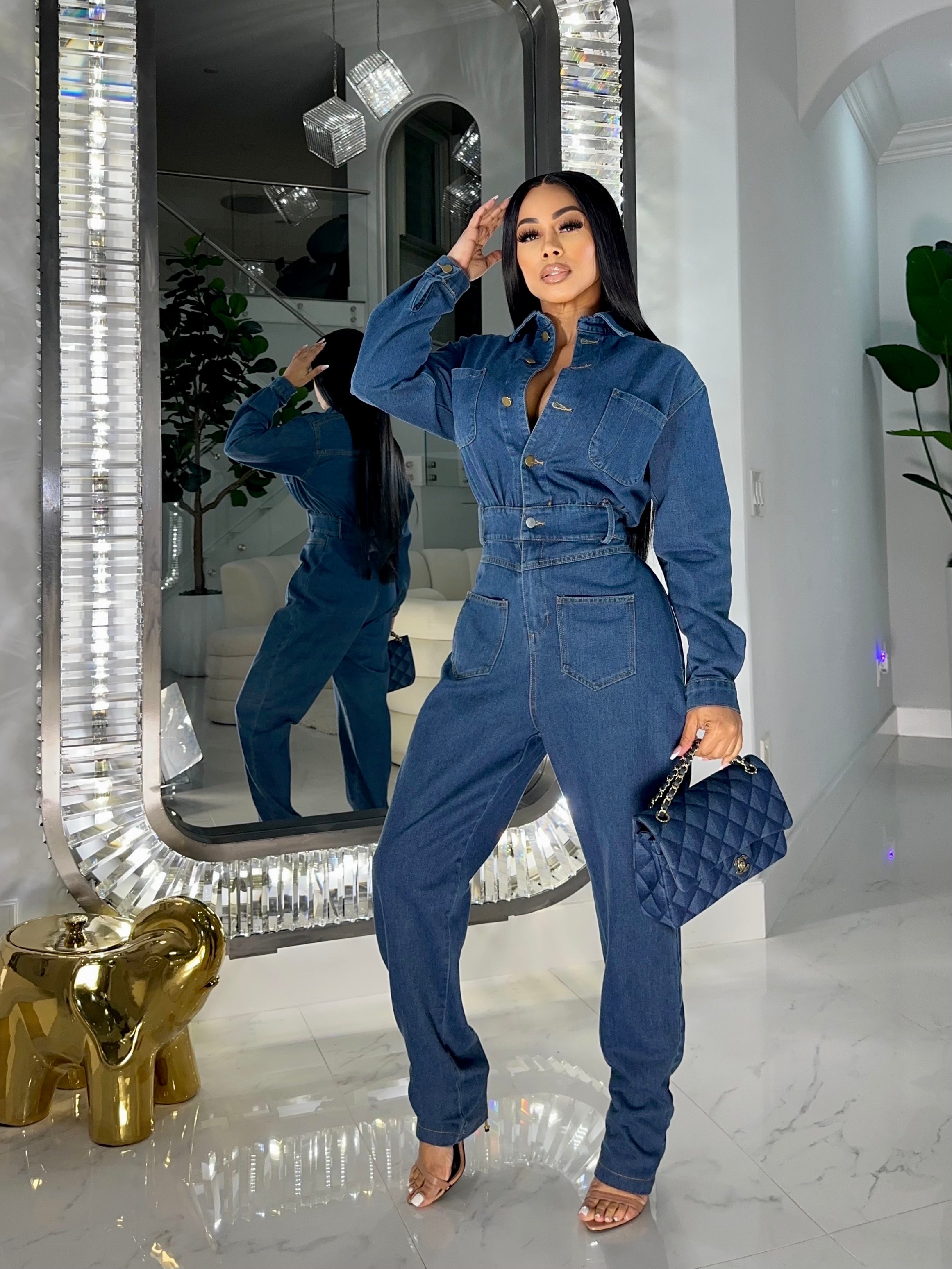 All I Need Denim Jumpsuit – Ms. Bling